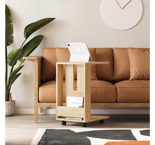 Τραπεζάκι βοηθητικό Edi Megapap χρώμα sapphire oak 37x45x60εκ.