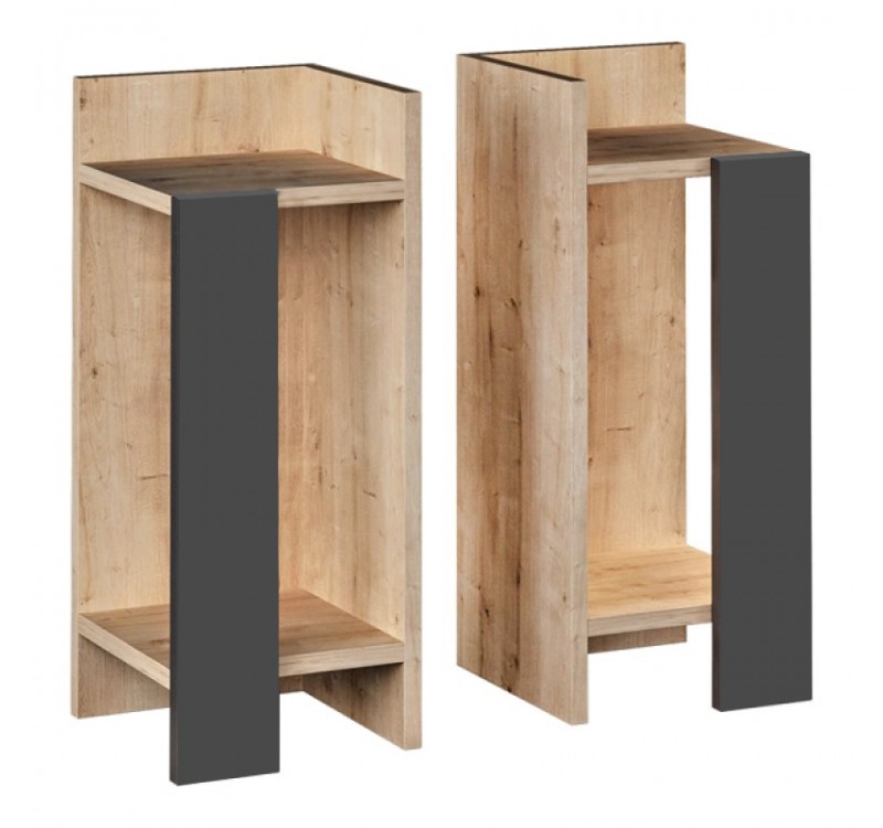 Κομοδίνο Elos Megapap σετ 2 τεμαχίων χρώμα sapphire oak - ανθρακί 25x27x60εκ.
