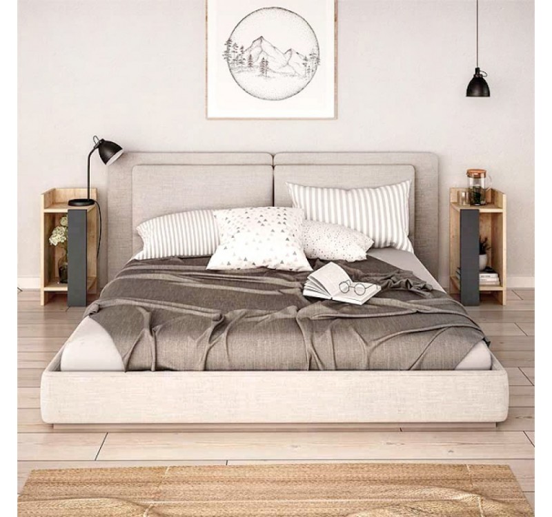 Κομοδίνο Elos Megapap σετ 2 τεμαχίων χρώμα sapphire oak - ανθρακί 25x27x60εκ.