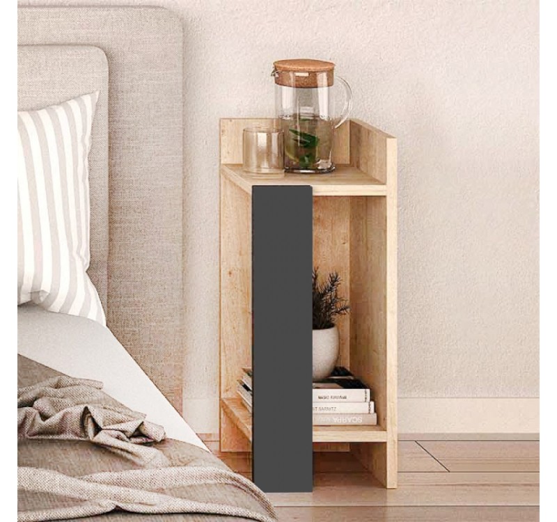 Κομοδίνο Elos Megapap σετ 2 τεμαχίων χρώμα sapphire oak - ανθρακί 25x27x60εκ.