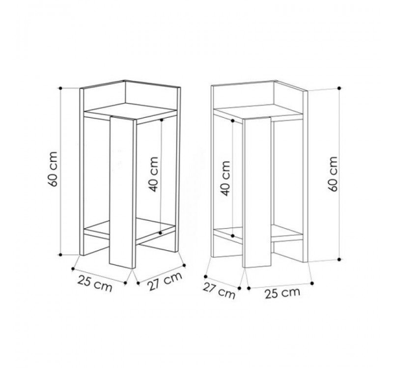 Κομοδίνο Elos Megapap σετ 2 τεμαχίων χρώμα sapphire oak 25x27x60εκ.
