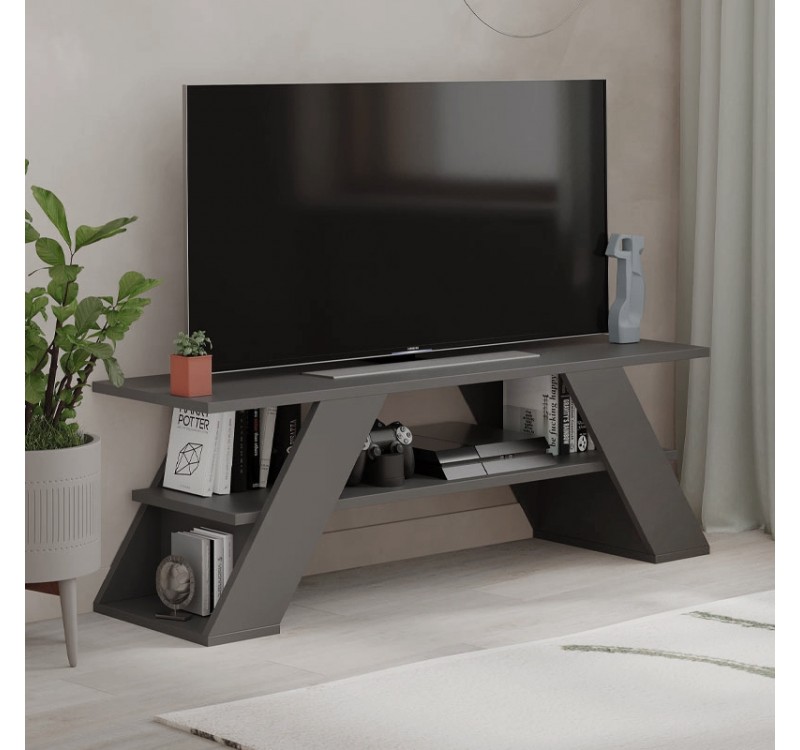 Έπιπλο τηλεόρασης Farfalla Megapap χρώμα ανθρακί 120x33,5x40εκ.