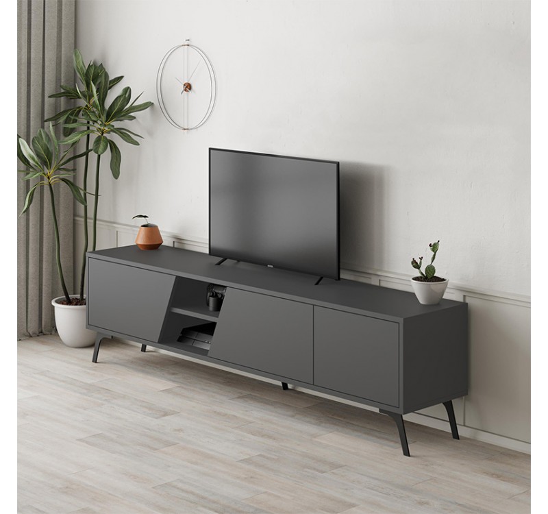 Έπιπλο τηλεόρασης Fiona Megapap χρώμα ανθρακί 180x35,6x48εκ.