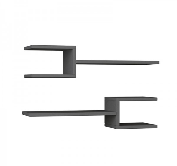 Ραφιέρα τοίχου Fork Megapap 2 τεμαχίων χρώμα ανθρακί 75x19,5x18εκ.