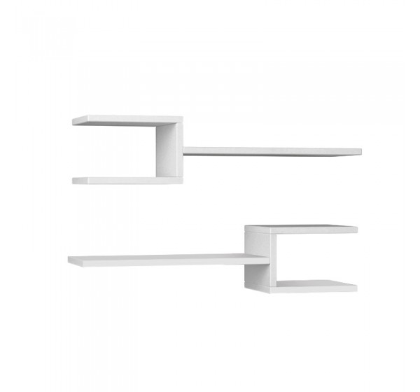 Ραφιέρα τοίχου Fork Megapap 2 τεμαχίων χρώμα λευκό 75x19,5x18εκ.
