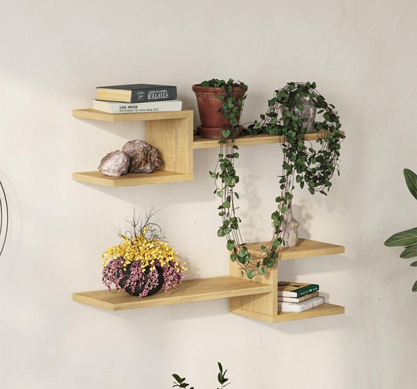 Ραφιέρα τοίχου Fork Megapap 2 τεμαχίων χρώμα sapphire oak 75x19,5x18εκ.