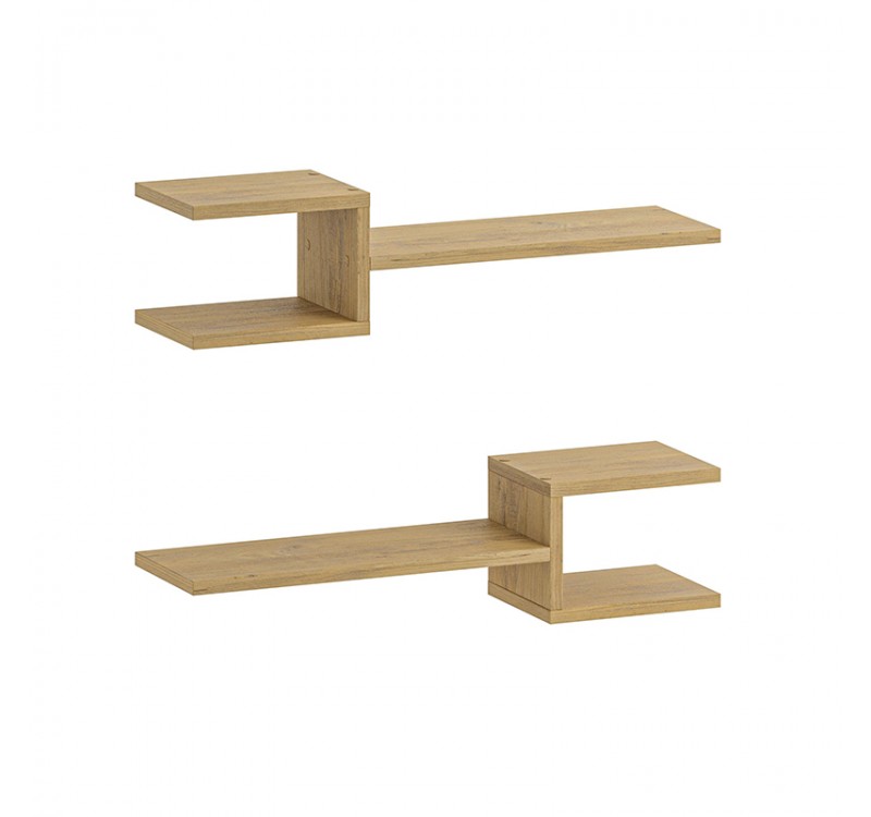 Ραφιέρα τοίχου Fork Megapap 2 τεμαχίων χρώμα sapphire oak 75x19,5x18εκ.