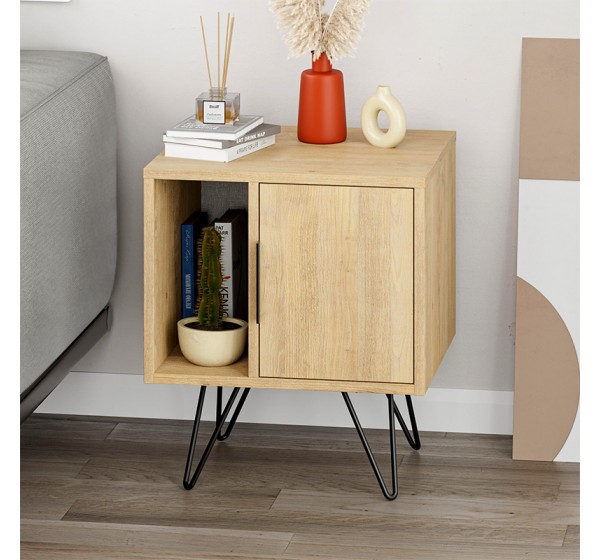 Κομοδίνο Glynn Megapap χρώμα sapphire oak 50,2x44,6x60εκ.
