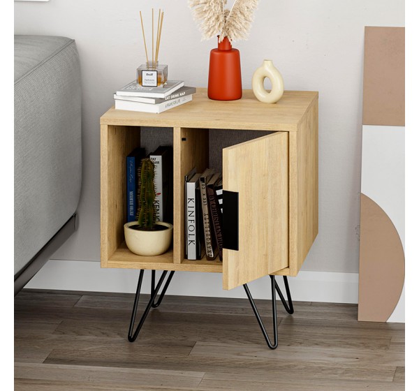 Κομοδίνο Glynn Megapap χρώμα sapphire oak 50,2x44,6x60εκ.