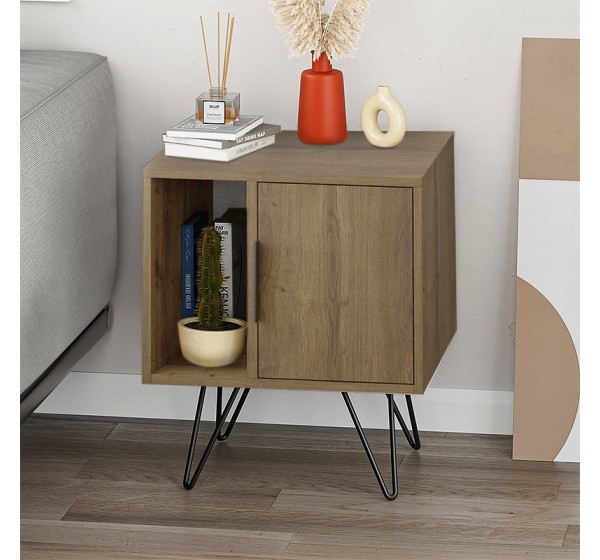 Κομοδίνο Glynn Megapap χρώμα ανοιχτό καρυδί 50,2x44,6x60εκ.