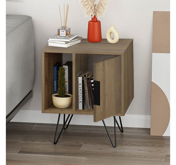 Κομοδίνο Glynn Megapap χρώμα ανοιχτό καρυδί 50,2x44,6x60εκ.