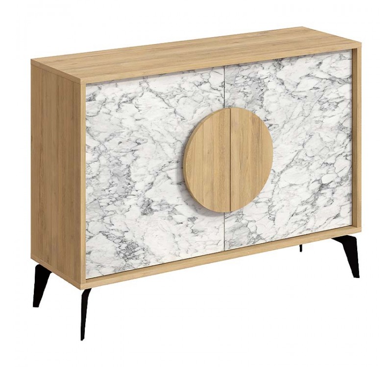 Μπουφές Gora Megapap χρώμα sapphire oak - λευκό εφέ μαρμάρου 110x35,6x82εκ.