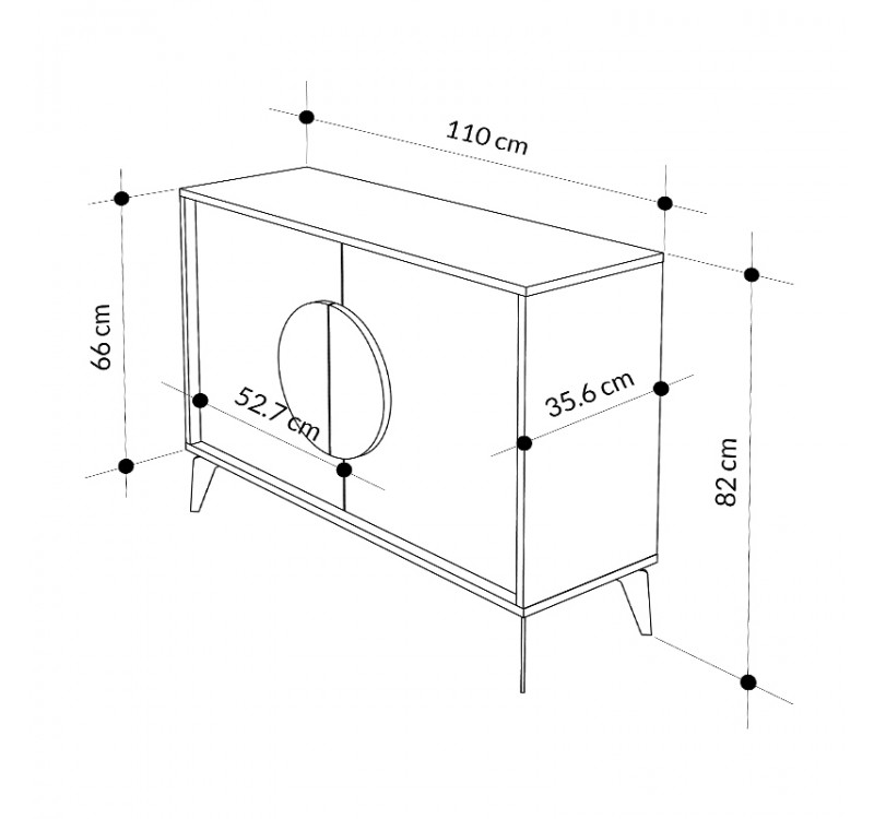 Μπουφές Gora Megapap χρώμα sapphire oak - λευκό εφέ μαρμάρου 110x35,6x82εκ.