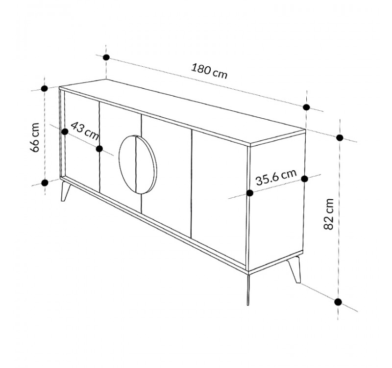 Μπουφές Gora Megapap χρώμα ανοιχτό καρυδί 180x35,6x82εκ.
