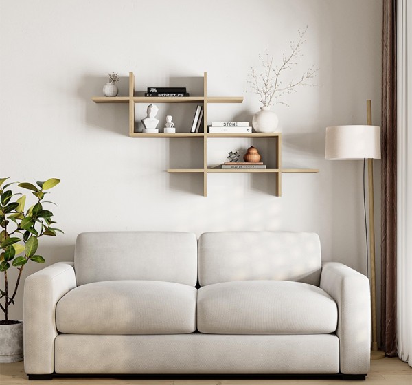 Ραφιέρα τοίχου Halic Megapap χρώμα sapphire oak 150x22x82εκ.