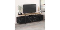 Έπιπλο τηλεόρασης Hanley Megapap χρώμα μαύρο εφέ μαρμάρου 160x35,6x48εκ.
