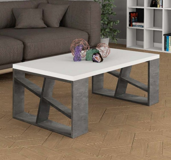 Τραπεζάκι σαλονιού Honey Megapap χρώμα γκρι ρετρό - λευκό 105x60x40εκ.