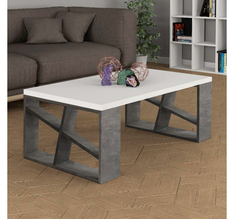 Τραπεζάκι σαλονιού Honey Megapap χρώμα γκρι ρετρό - λευκό 105x60x40εκ.