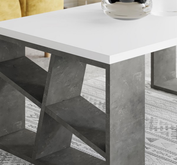 Τραπεζάκι σαλονιού Honey Megapap χρώμα γκρι ρετρό - λευκό 105x60x40εκ.