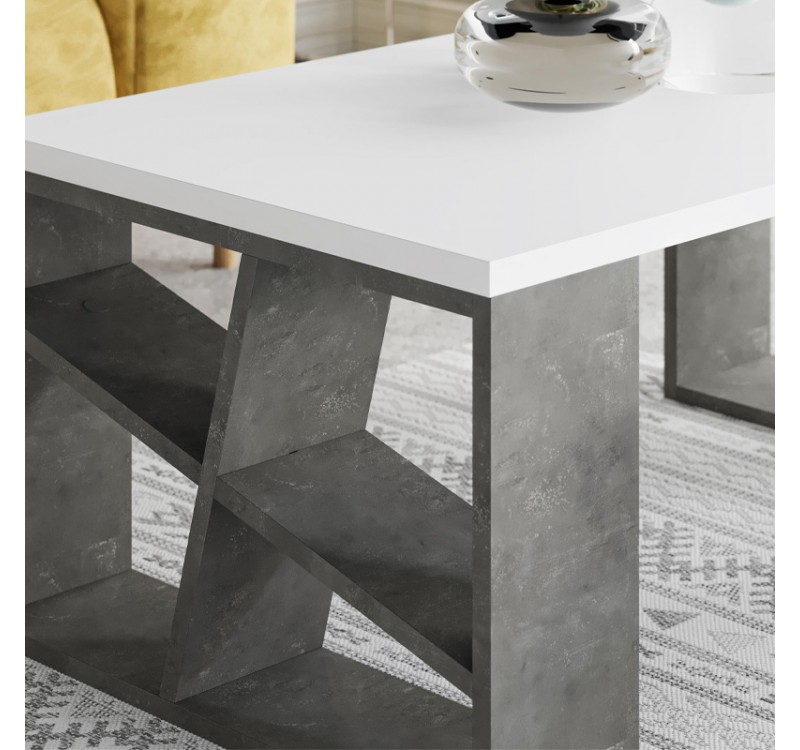 Τραπεζάκι σαλονιού Honey Megapap χρώμα γκρι ρετρό - λευκό 105x60x40εκ.