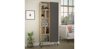 Βιβλιοθήκη Jedda Megapap χρώμα sapphire oak - ανθρακί 80,6x29,6x191εκ.