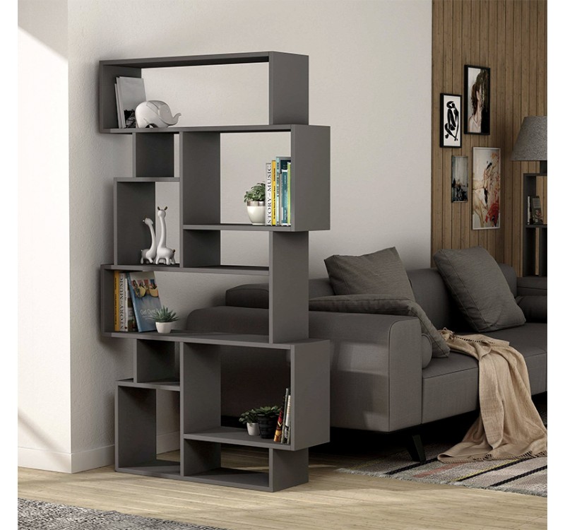 Βιβλιοθήκη Karmato Megapap χρώμα ανθρακί 96x25,5x168,5εκ.