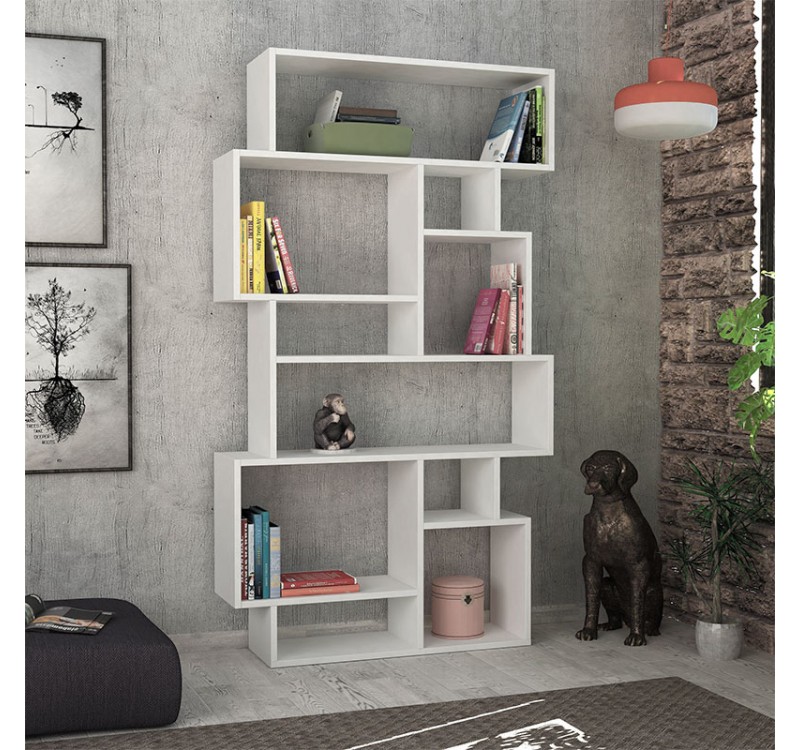 Βιβλιοθήκη Karmato Megapap χρώμα λευκό 96x25,5x168,5εκ.