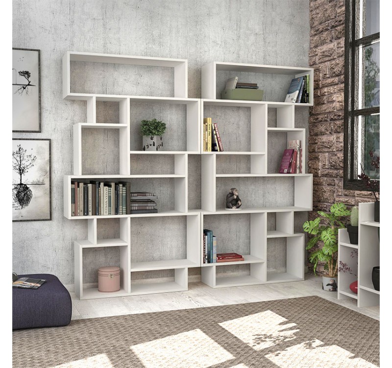 Βιβλιοθήκη Karmato Megapap χρώμα λευκό 96x25,5x168,5εκ.