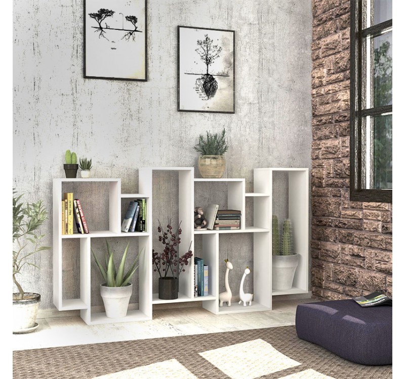 Βιβλιοθήκη Karmato Megapap χρώμα λευκό 96x25,5x168,5εκ.