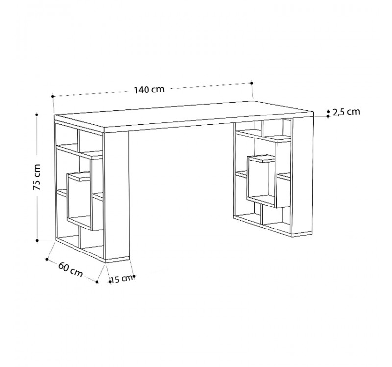 Γραφείο εργασίας Labirent Megapap χρώμα ανθρακί - λευκό 140x60x75εκ