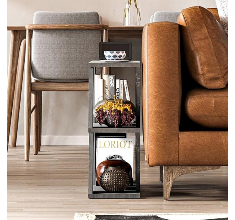 Τραπεζάκι βοηθητικό Lazena Megapap χρώμα γκρι ρετρό 60x22x57εκ.