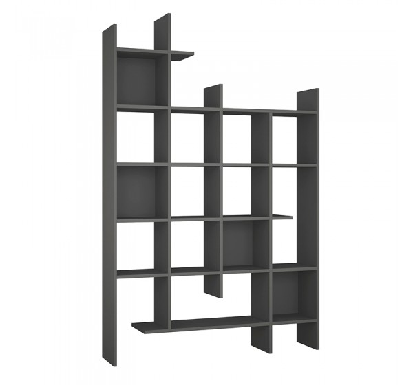 Βιβλιοθήκη Manco Megapap χρώμα ανθρακί 122x25,5x188εκ.