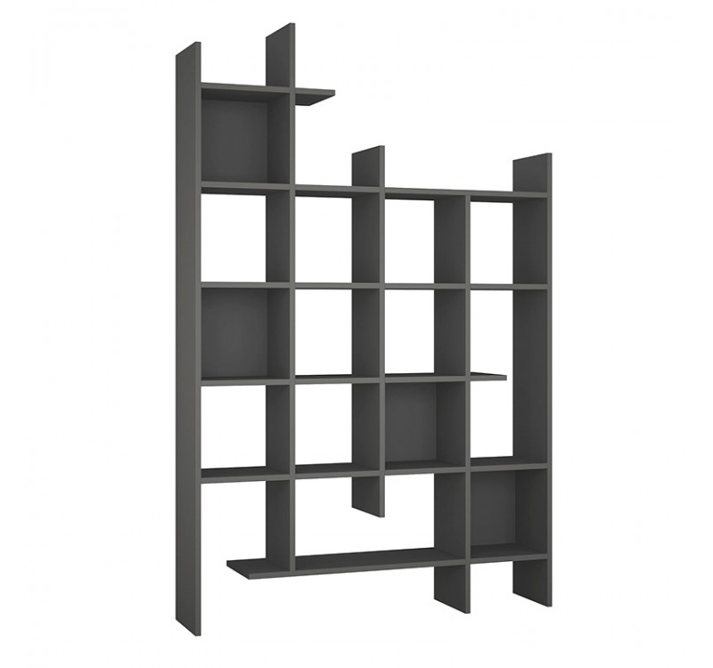 Βιβλιοθήκη Manco Megapap χρώμα ανθρακί 122x25,5x188εκ.