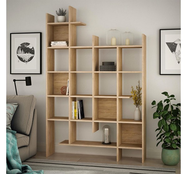 Βιβλιοθήκη Manco Megapap χρώμα sapphire oak 122x25,5x188εκ.