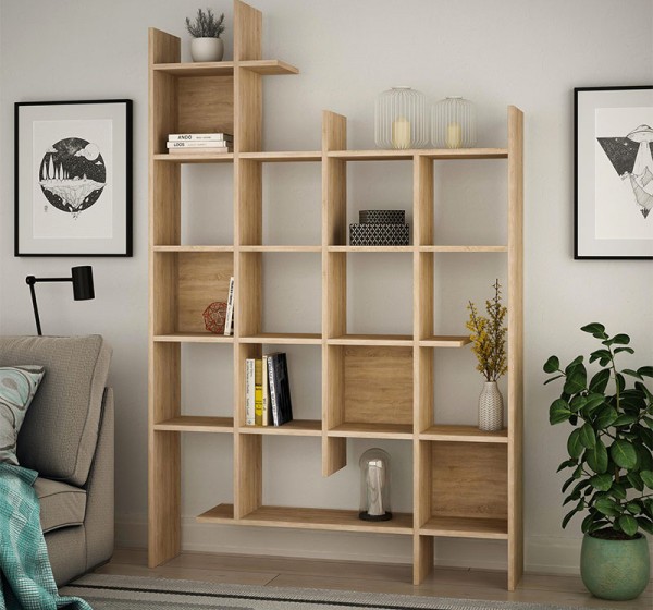 Βιβλιοθήκη Manco Megapap χρώμα sapphire oak 122x25,5x188εκ.