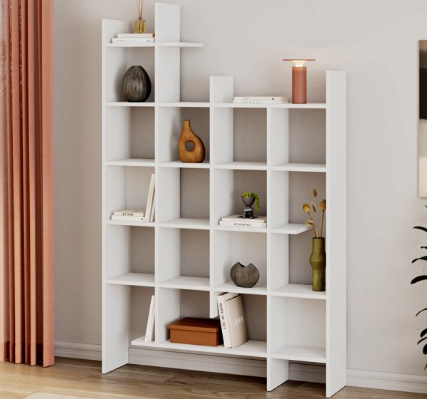 Βιβλιοθήκη Manco Megapap χρώμα λευκό 122x25,5x188εκ.