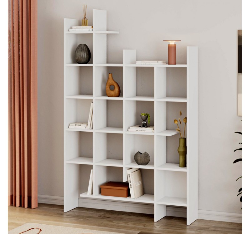 Βιβλιοθήκη Manco Megapap χρώμα λευκό 122x25,5x188εκ.