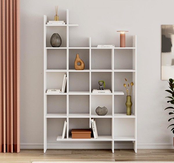 Βιβλιοθήκη Manco Megapap χρώμα λευκό 122x25,5x188εκ.