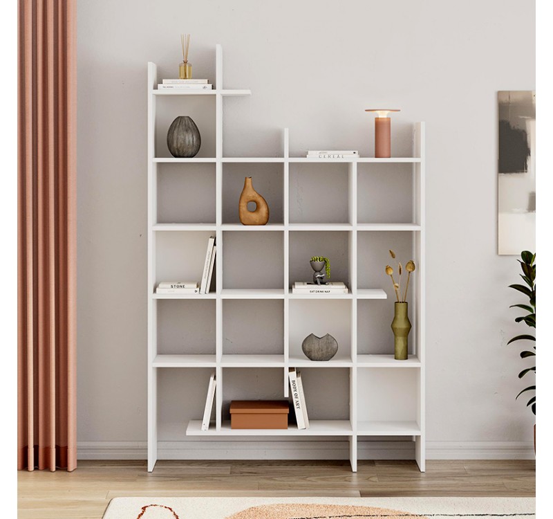 Βιβλιοθήκη Manco Megapap χρώμα λευκό 122x25,5x188εκ.