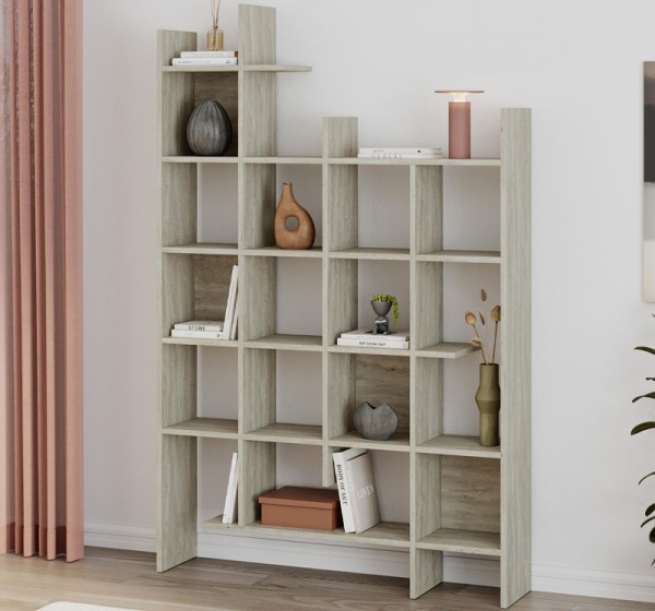 Βιβλιοθήκη Manco Megapap χρώμα neo travertine 122x25,5x188εκ.