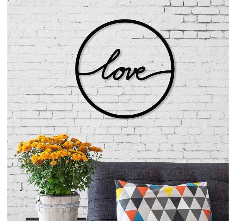 Διακοσμητικό τοίχου Love Megapap μεταλλικό χρώμα μαύρο 45x2x45εκ.