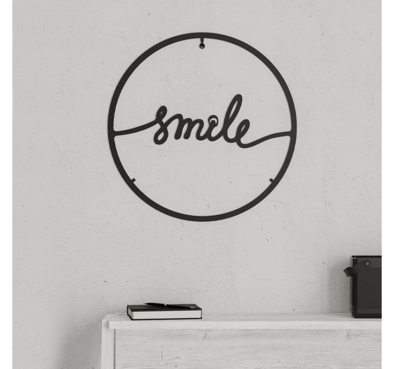 Διακοσμητικό τοίχου Smile Megapap μεταλλικό χρώμα μαύρο 45x2x45εκ.