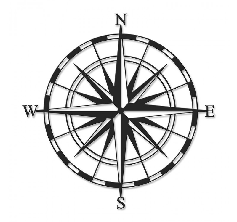 Διακοσμητικό τοίχου Compass Megapap μεταλλικό χρώμα μαύρο 45x2x45εκ.