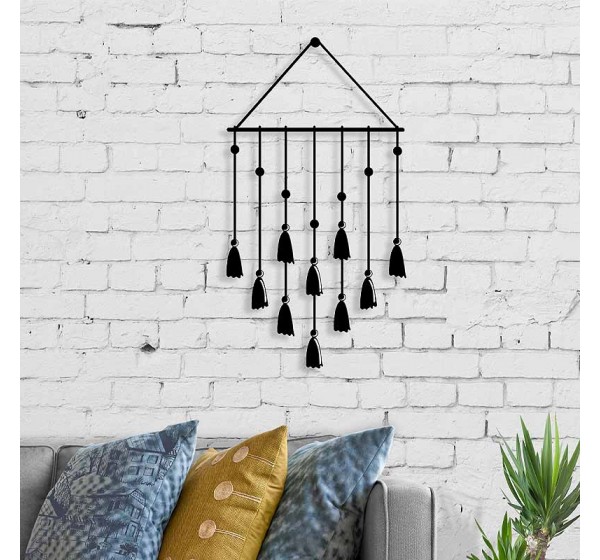 Διακοσμητικό τοίχου Tassel Megapap μεταλλικό χρώμα μαύρο 32,6x2x60εκ.