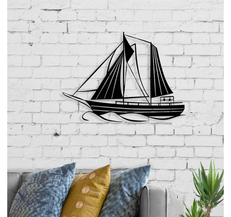 Διακοσμητικό τοίχου Sail Megapap μεταλλικό χρώμα μαύρο 55x2x40εκ.