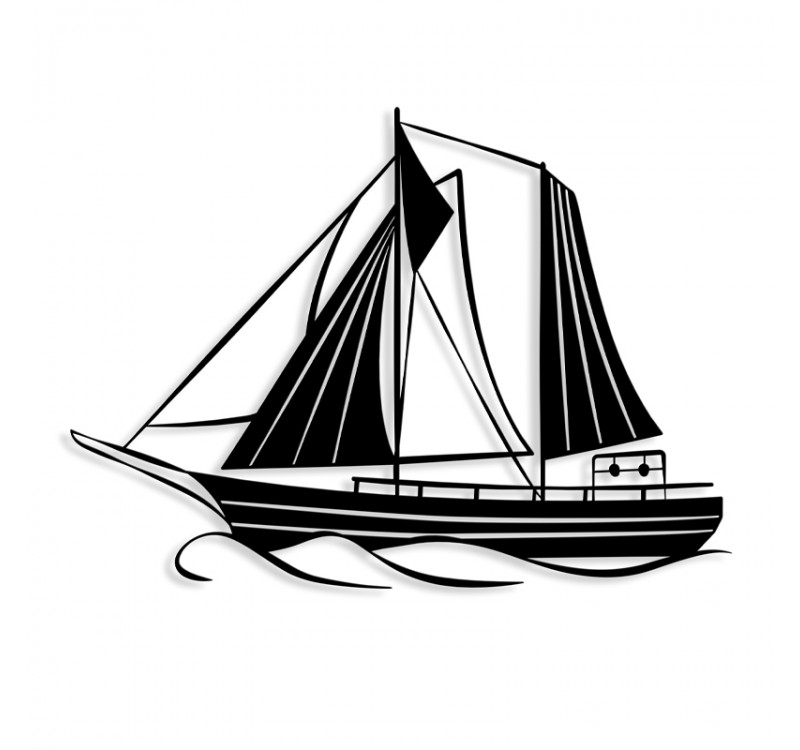 Διακοσμητικό τοίχου Sail Megapap μεταλλικό χρώμα μαύρο 55x2x40εκ.