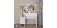 Τουαλέτα με καθρέπτη Mup Megapap χρώμα λευκό - sapphire oak 105x35x151εκ.