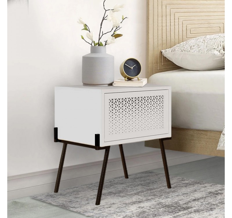 Κομοδίνο Naive Megapap χρώμα λευκό 48x34x51εκ.