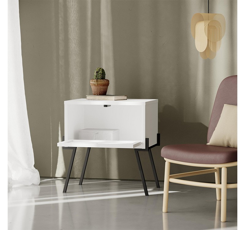 Κομοδίνο Naive Megapap χρώμα λευκό 48x34x51εκ.