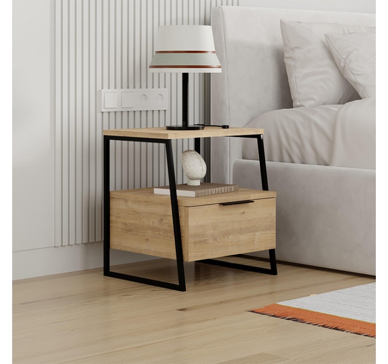 Κομοδίνο Pal Megapap χρώμα sapphire oak 45x40x50εκ.